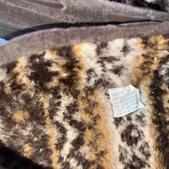 muk luks Loafer Moccasins Shoes Men’s 9 Cow suede Upper Brown Fur Comfy Casual - Picture 5 of 7